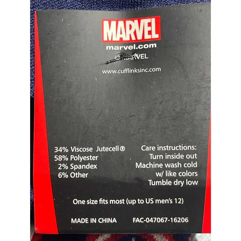 NEW Marvel Men Comics Cartoon Captain America Iron Man Spiderman 3-Pack Socks OS